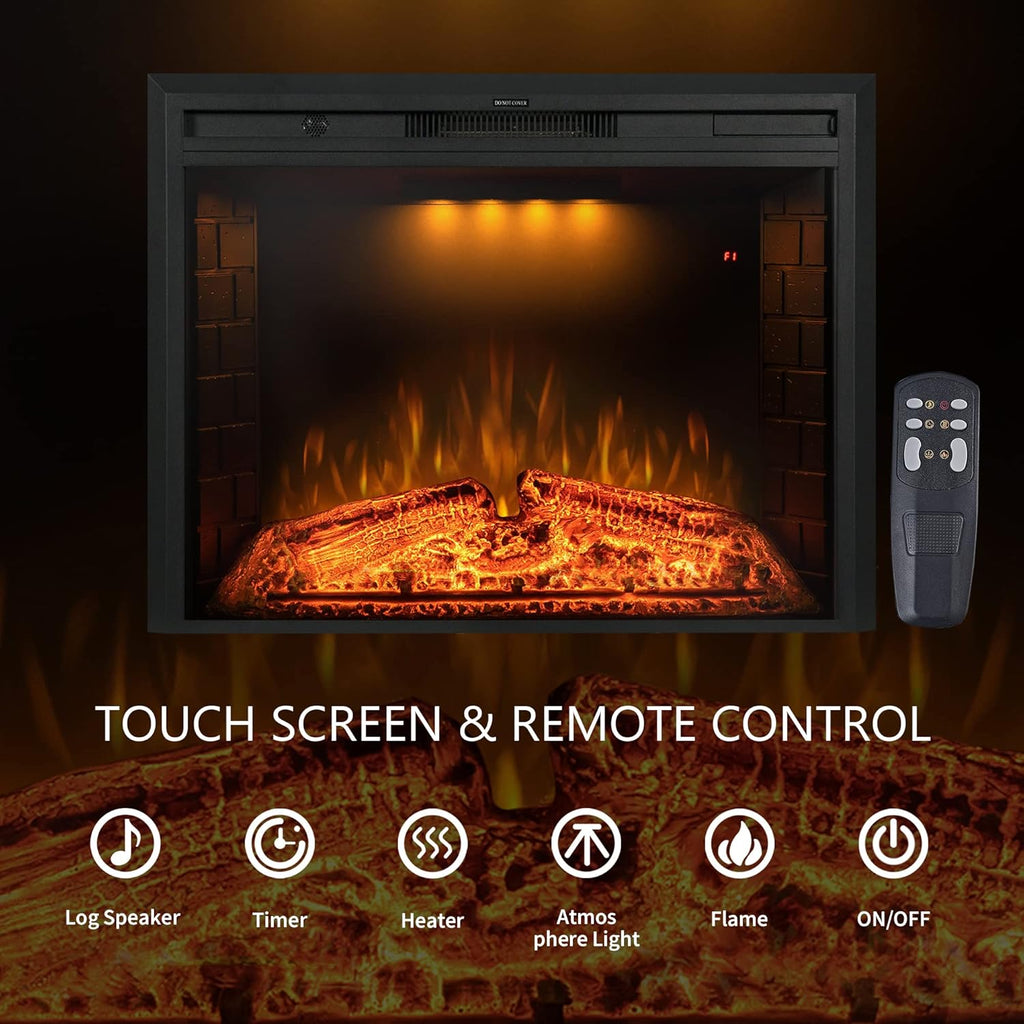 36'' Electric Fireplace Inserts, Recessed & Built in Wall Electric Fireplace Heater with Fire Crackling Sound