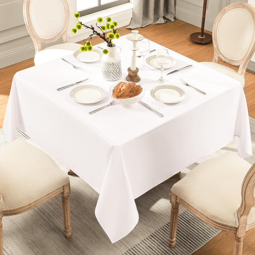 6 Pack White Square Tablecloths 52x52 Inch for Dining Tables