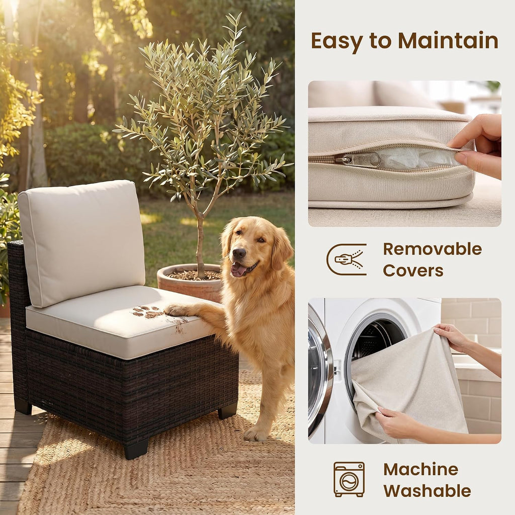8-Piece Modular Patio Furniture Set with Storage Box Outdoor Sectional Sofa | Patio Conversation Set with Coffee