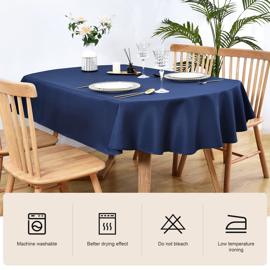 Oval Tablecloth 60 x 84 Inch Washable Fabric Table Cloth Solid Navy Blue Table Cover for Dining Wedding Party Banquet