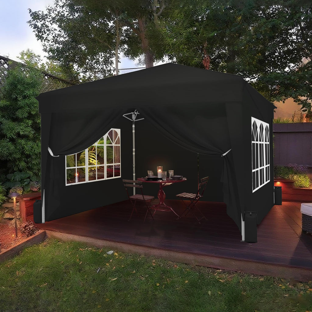 10x10 Pop Up Canopy Tent, One Push One Person Setup, Black