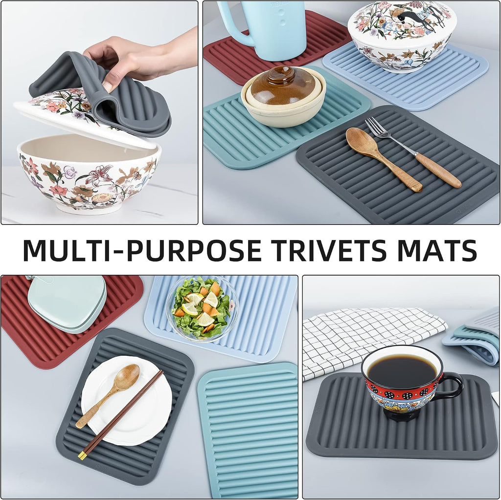 Silicone Trivets for Hot Dishes, Pots & Pans, Hot Pads, Trivets for Quartz Countertops, Hot Pads Silicone Mats