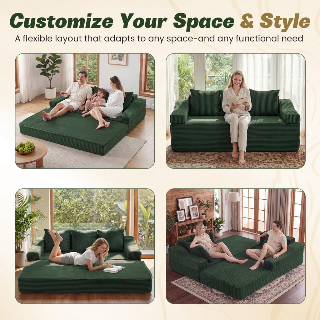 78.7" Folding Convertible Sofa Bed, Boneless Sleeper Sofa Couch with Pillows, 3 Seater Pull Out Futon Couches Bed