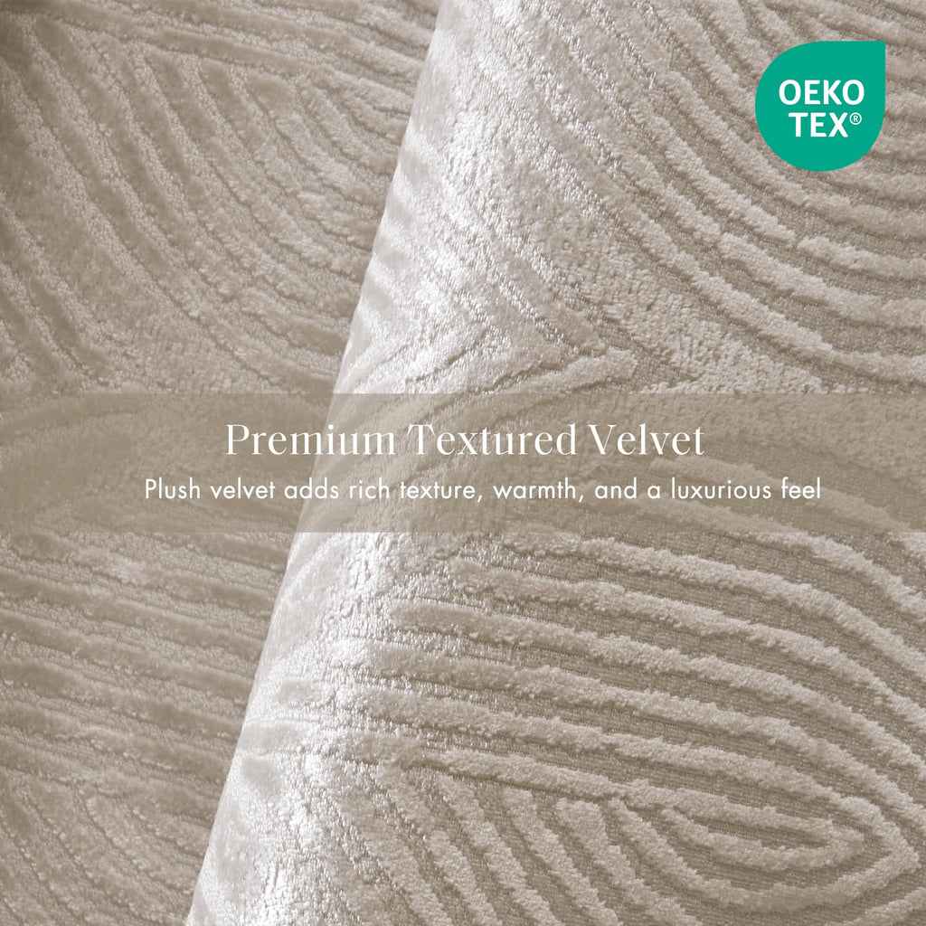Velvet Jacquard Champagne Queen Comforter Set, 7pc