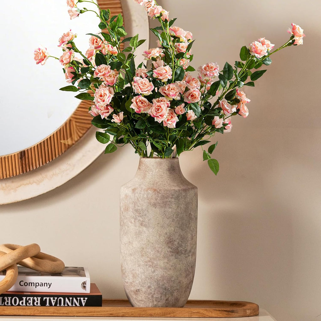 Ceramic Flower Vase, 12.5 inch Tall Off-White Vase, Large Decorative Terracotta Vases, Farmhouse Rustic Pottery Vases