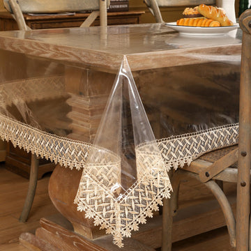 Clear Vinyl Tablecloth Protector Waterproof/Oil-Proof Plastic Square Transparent Sheet Table Cover (54X84 Inch)
