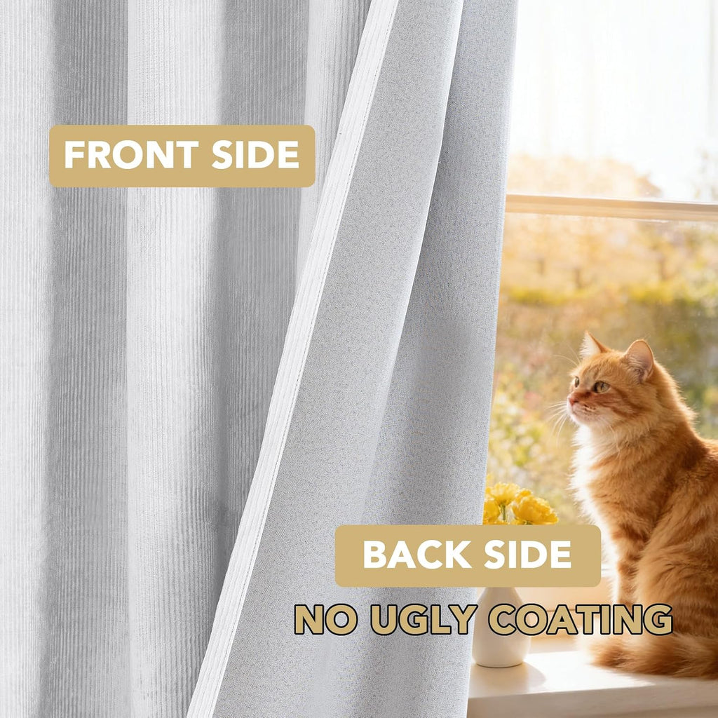 Velvet 100% Blackout Curtains 55x108 Stone Blue 2 Panels