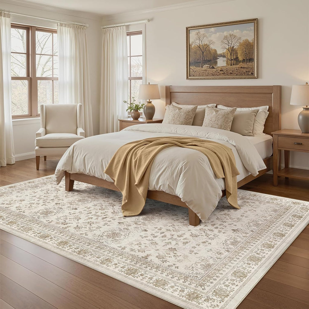 9x12 Area Rugs Washable Vintage Rug Beige/Brown