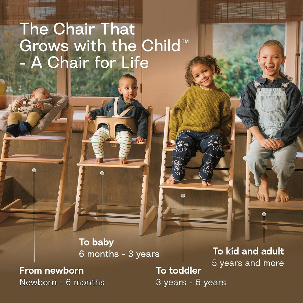 Tripp Trapp High Chair White with White Tray Signature Edition Includes Chair + Tray + Baby Set with Removable