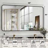 30 x 48 Inch Bathroom Mirror, Rounded Rectangular Vanity Mirror for Wall, Modern Mirror for Room Decor, Black Framed