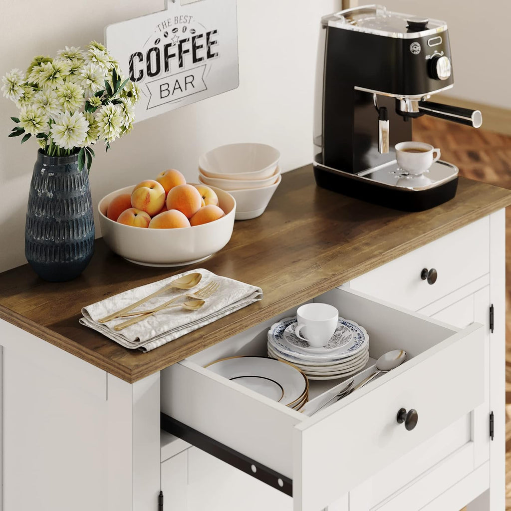 Farmhouse Console Table with 2-Door Cabinet & 2 Drawers, Coffee Bar, Entryway Table with Storage Shelf