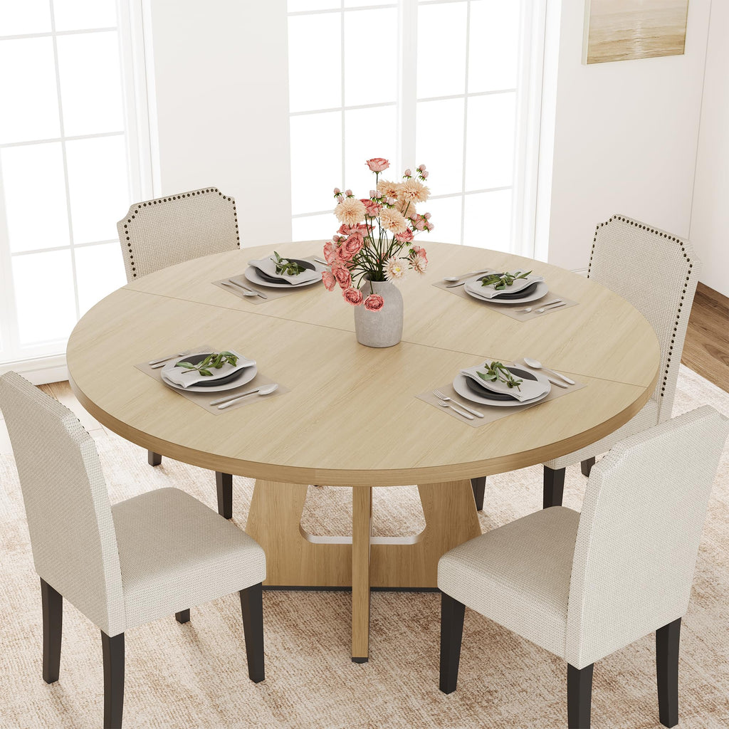 47"-63" Extendable Round Dining Table for 4-8 (TableOnly)NaturalWood