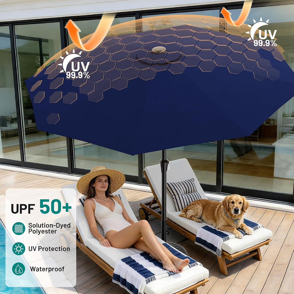 10 FT Outdoor Patio Umbrella, Patio Table Umbrella with Push Button Tilt and Crank