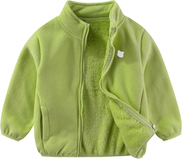Toddler Kids Polar Fleece Jacket, Thickened Full-Zip Long Sleeve Warm Coats Outwear for Baby Boys Girls Autumn Spring