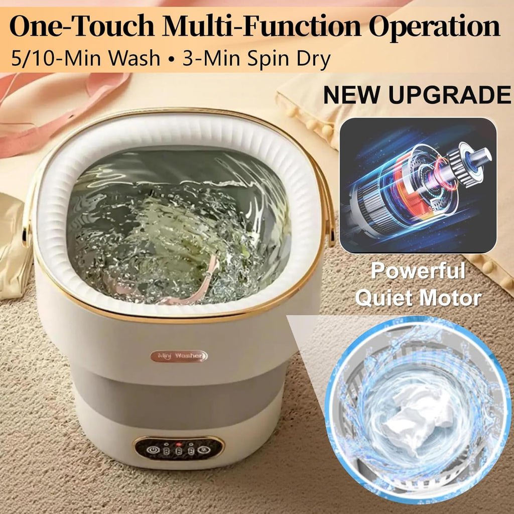 Portable Washing Machine with Spin Basket, Upgraded 16L Foldable Mini Washer【5-Min Wash・3-Min Spin・1-Year Manufacturer