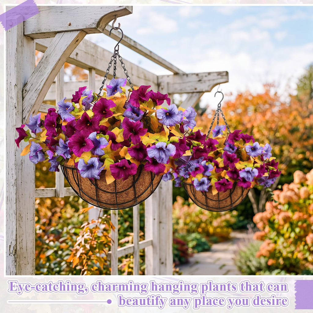 2 Pack Artificial Hanging Basket, Morningglory, Plum