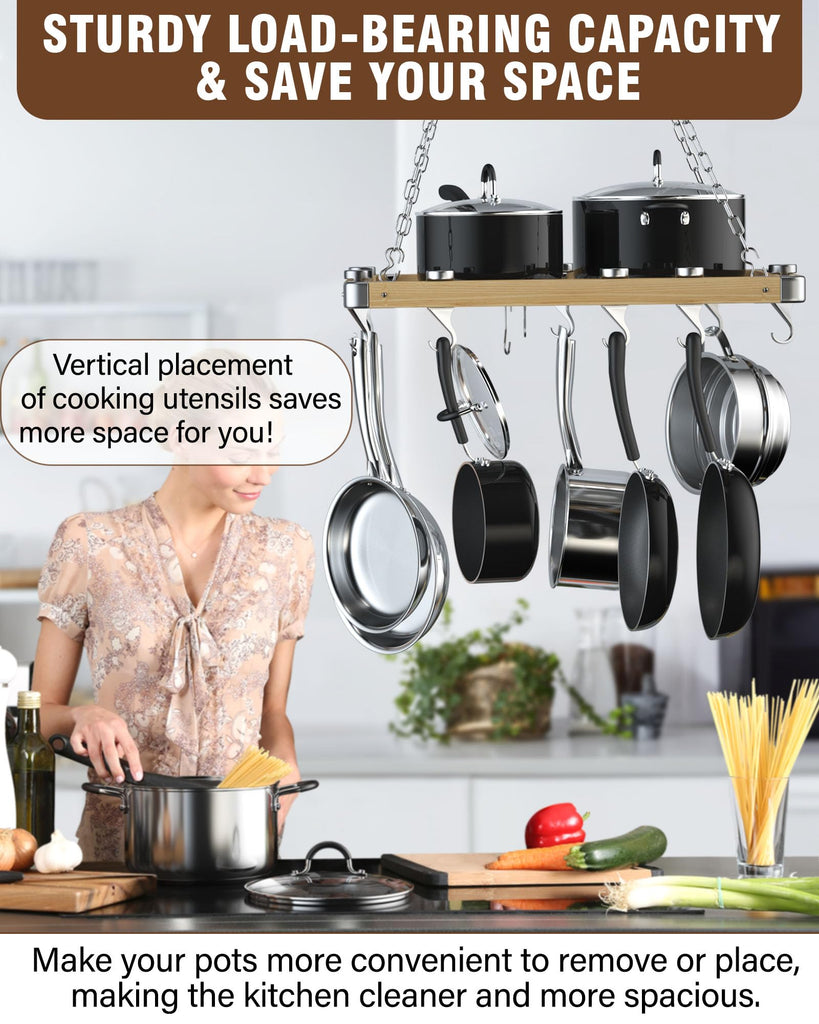 Hanging Pot Racks, Ceiling Wood Pot Rack