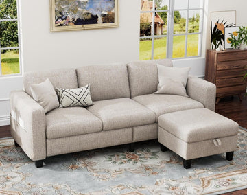 Sectional Couches for Living Room - Convertible L Shaped Couch with Storage Ottoman