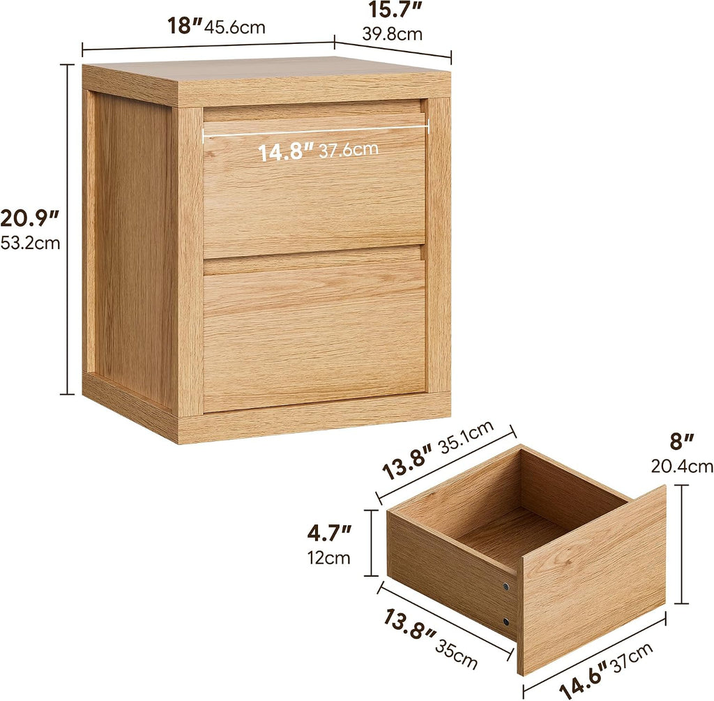 Nightstand with 2 Drawers, Modern Bedside Table with Handless Design, Wood End Table with Thickened Design, Night