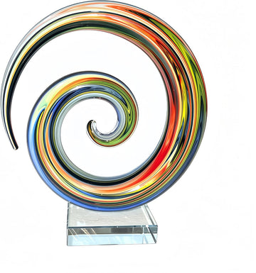 8.5" Blown Glass Sculpture - Multicolored Swirl Art Design - Set of 100