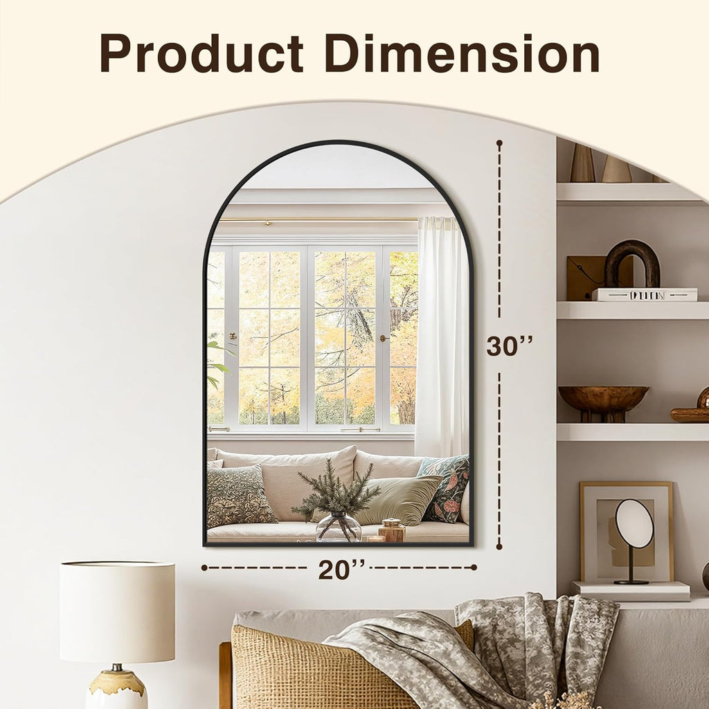 Vanity Bathroom Mirror for Wall, 2 Pack 30"x20" Arched Bathroom Mirror for Over Sink, Arched Metal Frame , Hanging or