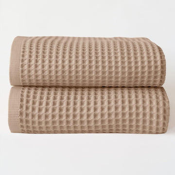 Premium Waffle Bath Sheet Towels Pack of 2 Extra Large 35x71 inch - 100% Turkish Cotton, Waffle Weave, Quick Dry