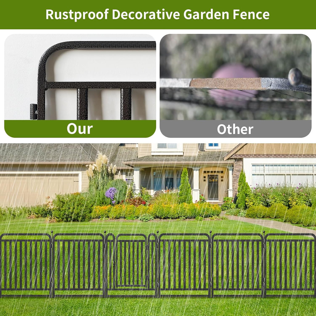 Heavy Duty Garden Fence Animal Barrier, 32" H x 27" L Rust Resistant Dog Fence Outdoor for Yard,Portable Animal