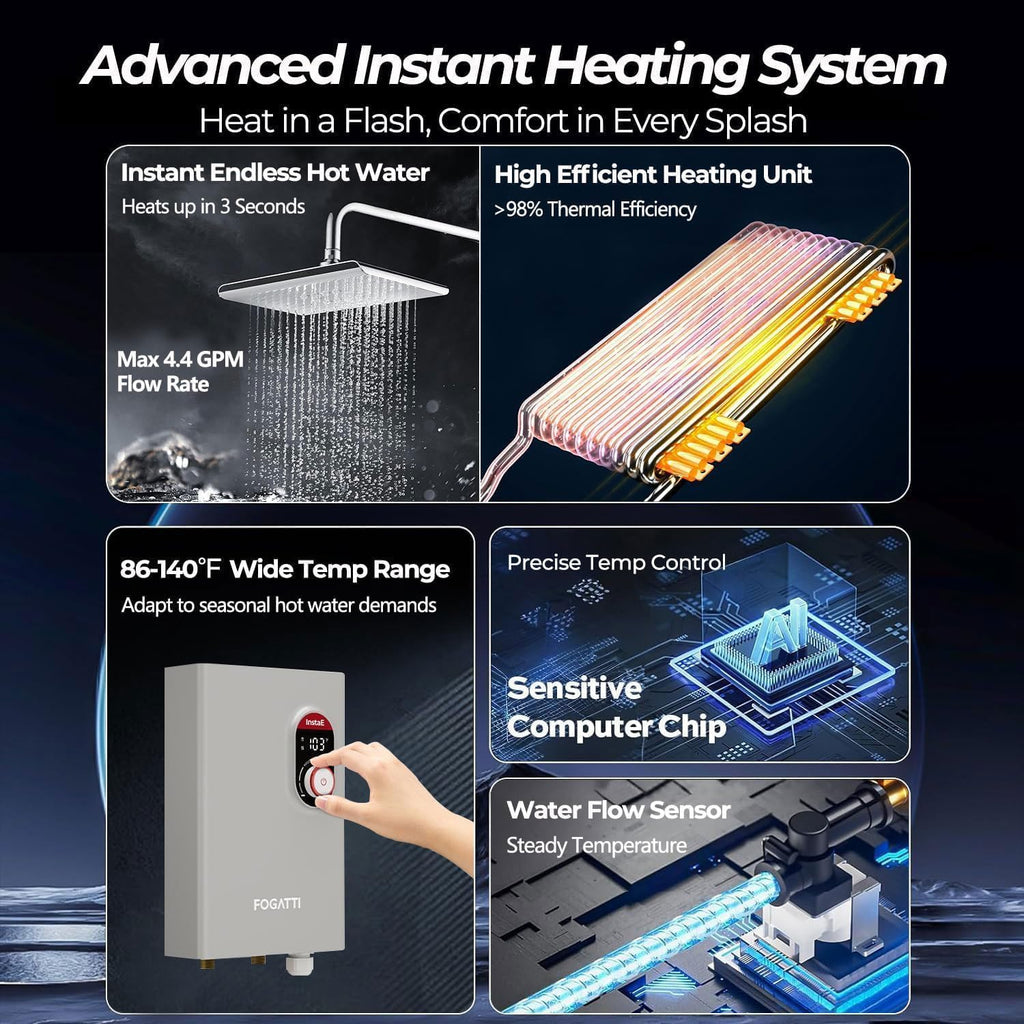 Upgrade 18kW Tankless Water Heater Electric, 240V On Demand Instant Hot Water Heater