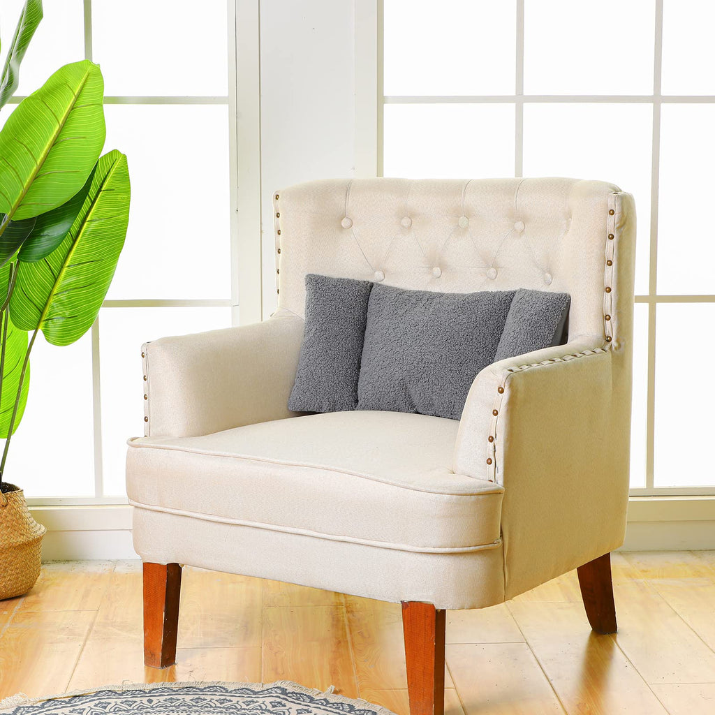 Fleece Lumbar Support Pillow 3 Section Chair, Gray