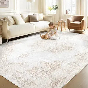 Area Rug 6x9 Vintage Rug: Washable Living Room Rugs Retro Medallion Distressed Large Rugs Soft Low Pile Non-Slip