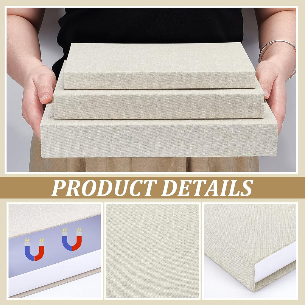 Beautiful Decorative Books Set of 3 Modern Linen Decorative Faux Book Boxes Bookshelf or Mantel Decor Photo Storage