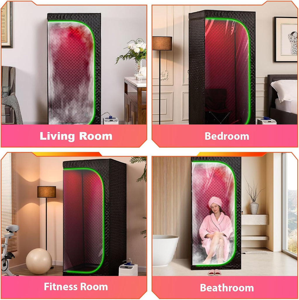 Infrared Sauna & Steam Sauna Box for Home, Portable Personal Sauna with Transparent Door, Powerful Steam Heating