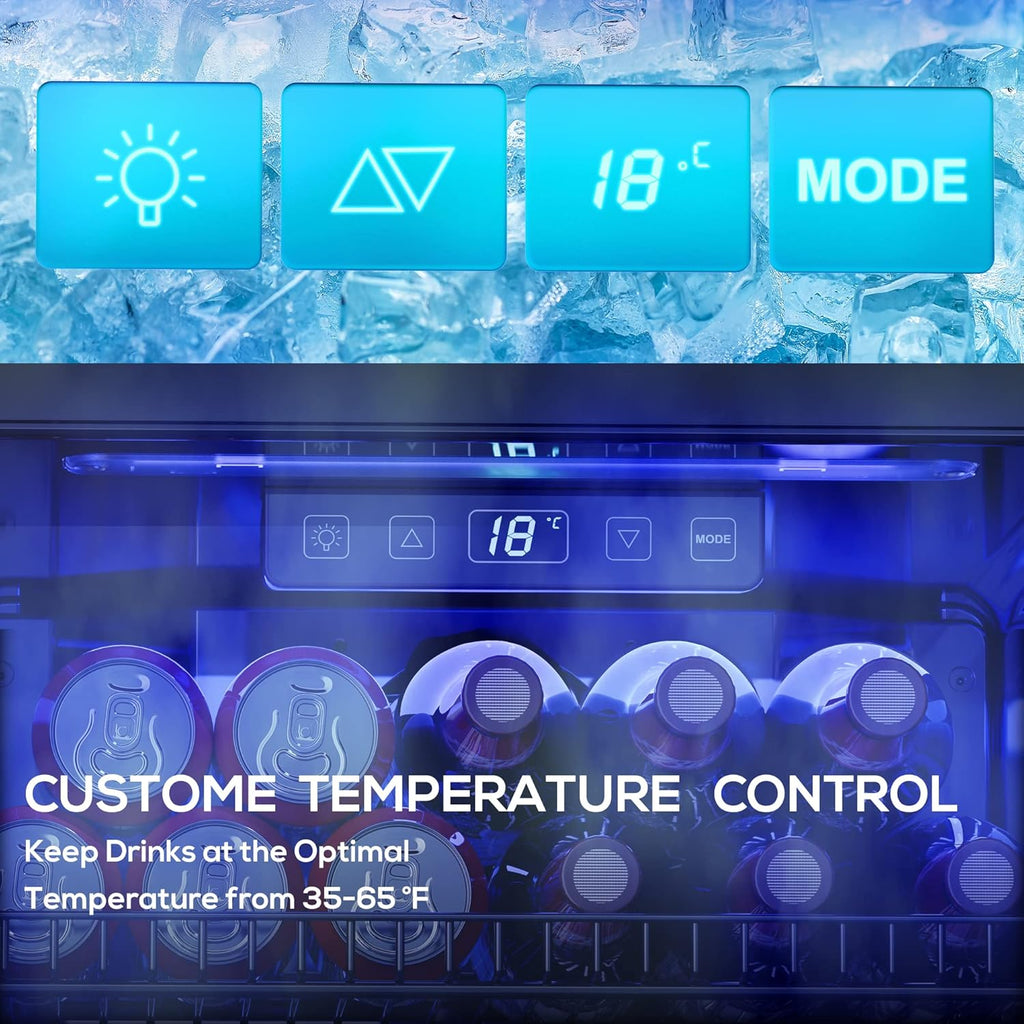 Beverage Refrigerator Cooler-130 Cans Freestanding Mini Fridge Cooler with Glass