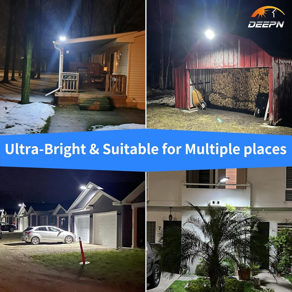 Solar Lights Outdoor, IP66 Waterproof Street Lights Outdoor, TW001 | 6500K Dusk to Dawn Solar Security Flood Lights