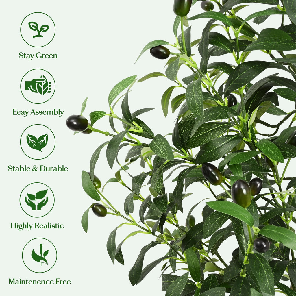 6 FT Tall Faux Olive Trees Artificial Indoor with Planter & Moss Realistic