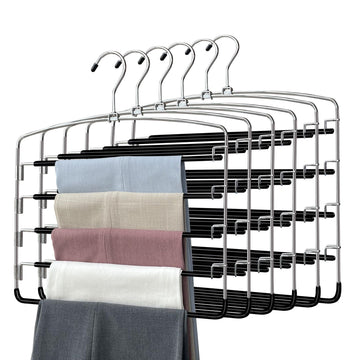 Pants Hangers 6 Pieces, Space Saving Closet Organizer for Jeans & Trousers