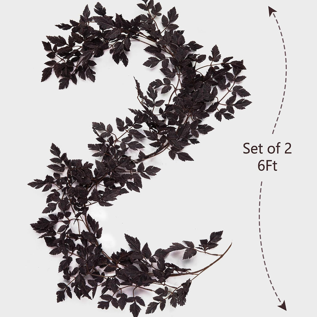 Fall Decorations - 2 Pack 6 Ft Plum Cimicifuga Seeded Garlands - Set of 2