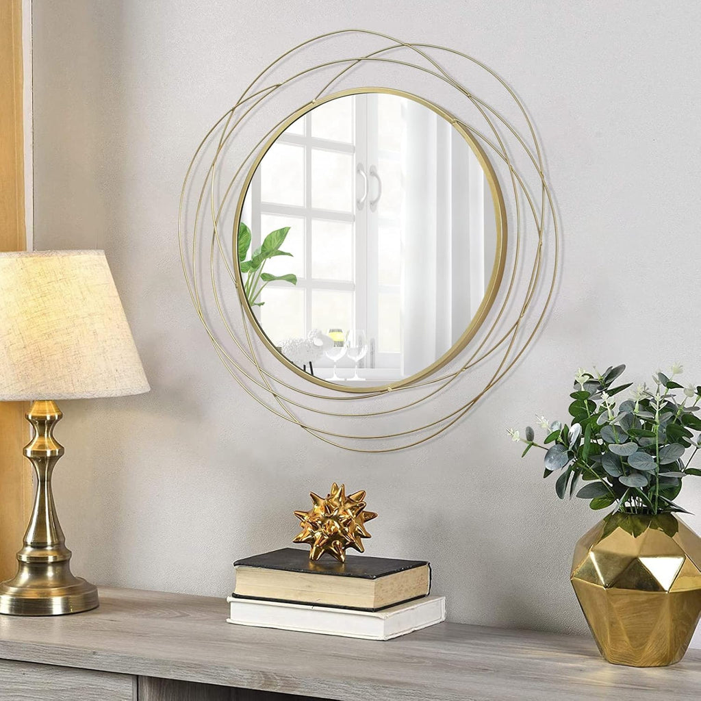 Wall Mirror Mounted Round Decorative Mirrors Circle Vanity, Living Room or Bedroom (Gold1)