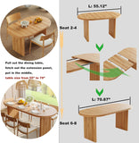 55.12"-70.87" Farmhouse Extendable Oval Dining Table for 4-6, Modern Solid Wood Kitchen & Dining Table with Removable