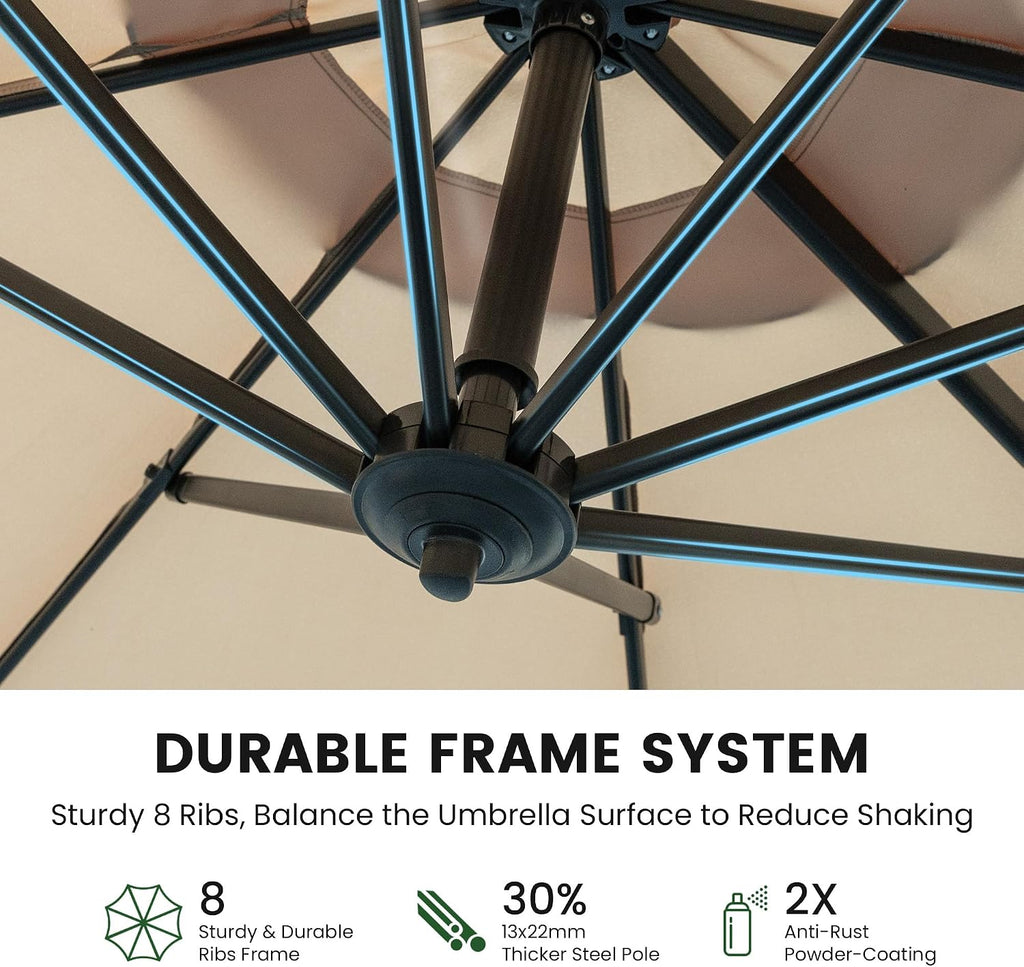 9' x 12' Cantilever Offset Patio Umbrella with Base Included