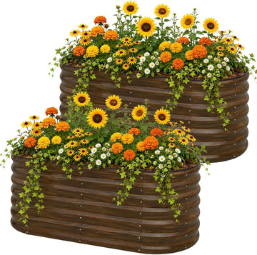 Galvanized Steel Raised Garden Bed Kit - 2 Pack 4x2x2 ft Metal Planter Box for Vegetables, Flowers, Herbs | Easy