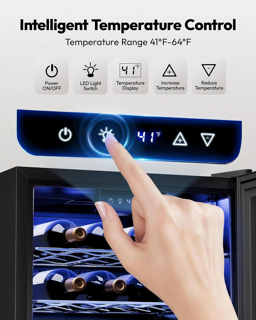 25 bottle Wine Cooler Refrigerator, Freestanding Compressor Wine Fridge with Adjustable Temperature and Digital
