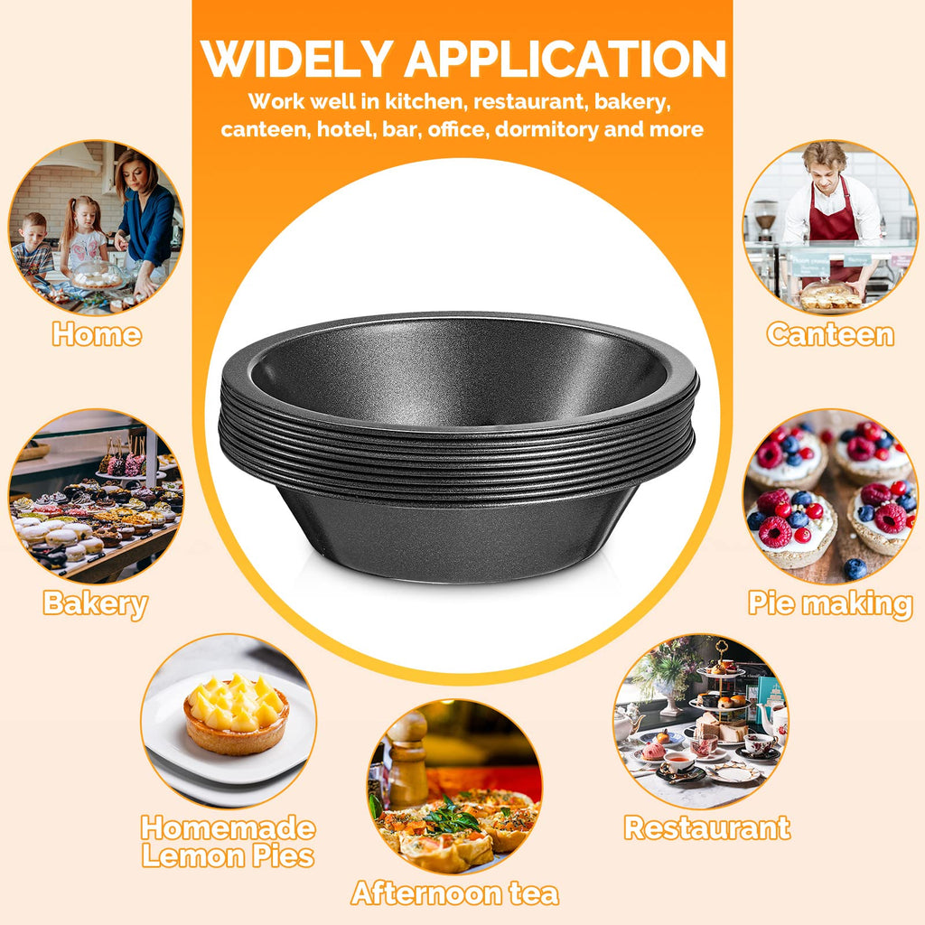 8 Pcs 4 Inch Steel Mini Pie Pans Tins, Black