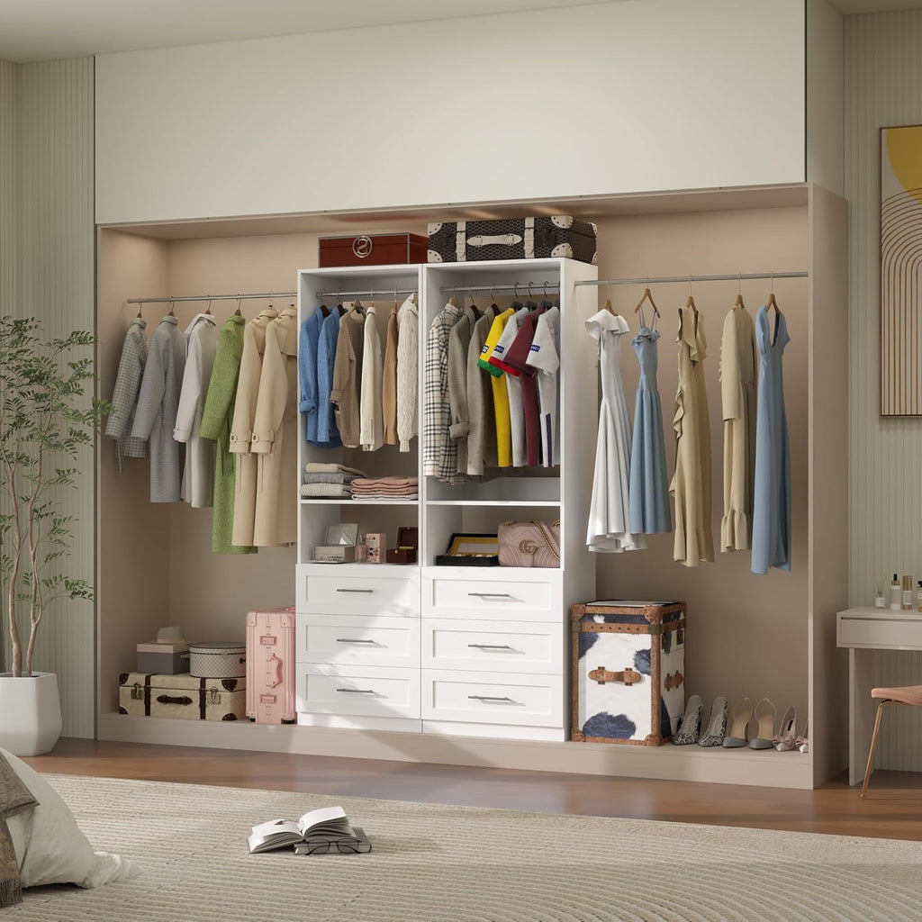 Modular Closet System with 12 Drawers, 8FT-21FT | Closet Organizer Storage System with 8 Extendable Hanging Rods 4