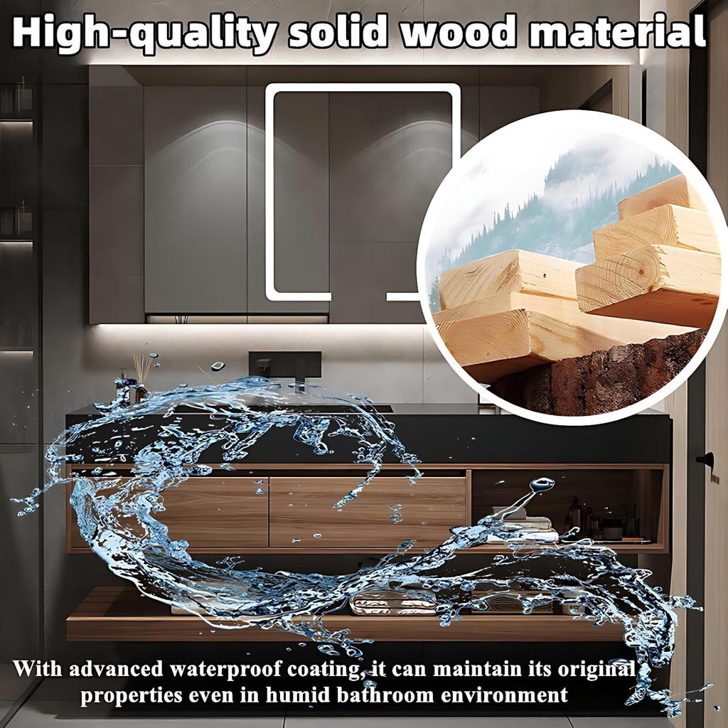 Bathroom Vanity with Sink - Single Sink Floating Vanity with Anti-Fog Mirror Cabinet