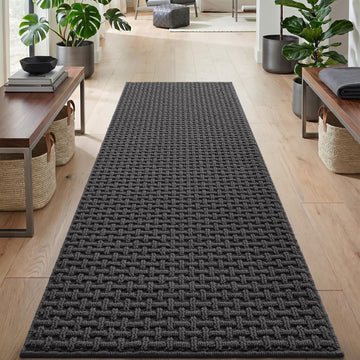 Hallway Runner Rug 24x72, Non Slip Runner Rugs Washable, Dark Grey
