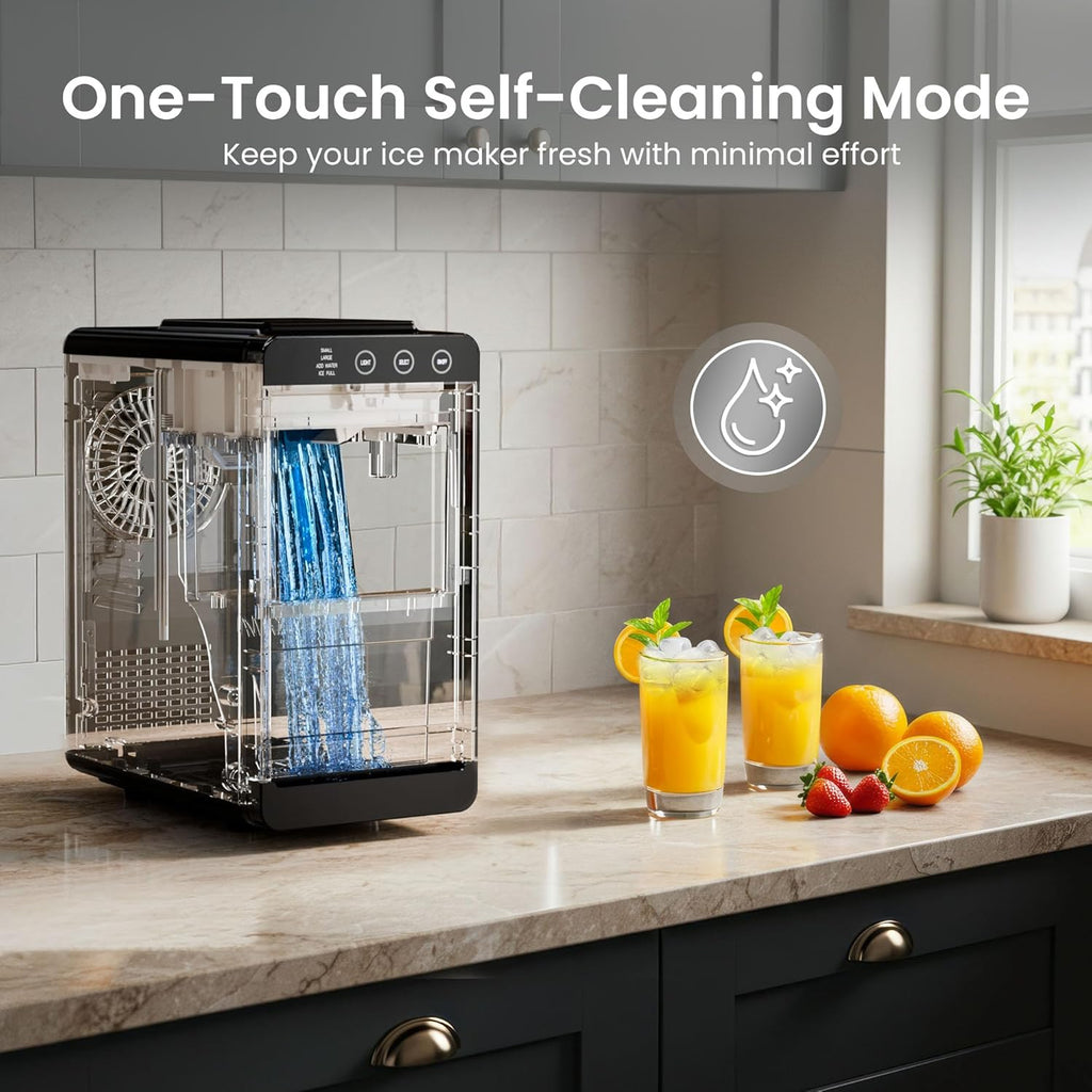 Ice Makers Countertop,26lbs in 24Hrs, Portable Ice Maker Machine with Self-Cleaning Function,Selectable Ice Size &