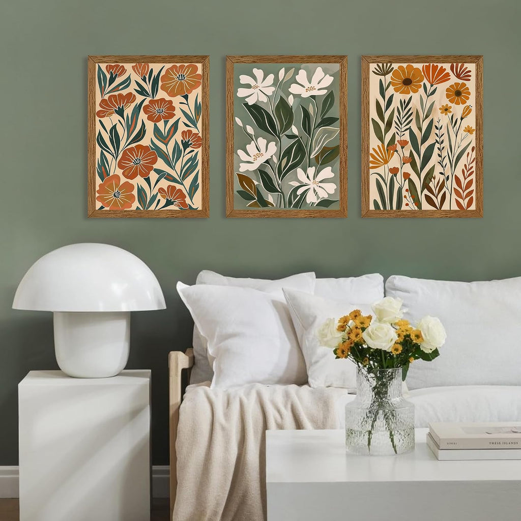 3 Pieces Boho Floral Decor Flower Market Wall Art, 12x16 Inch - Set of 3
