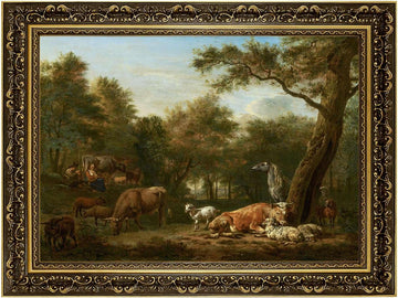 Vintage Framed Pastoral Scene Wall Art Canvas Print Oil Paintings Reproduction World Classics Painting Pictures