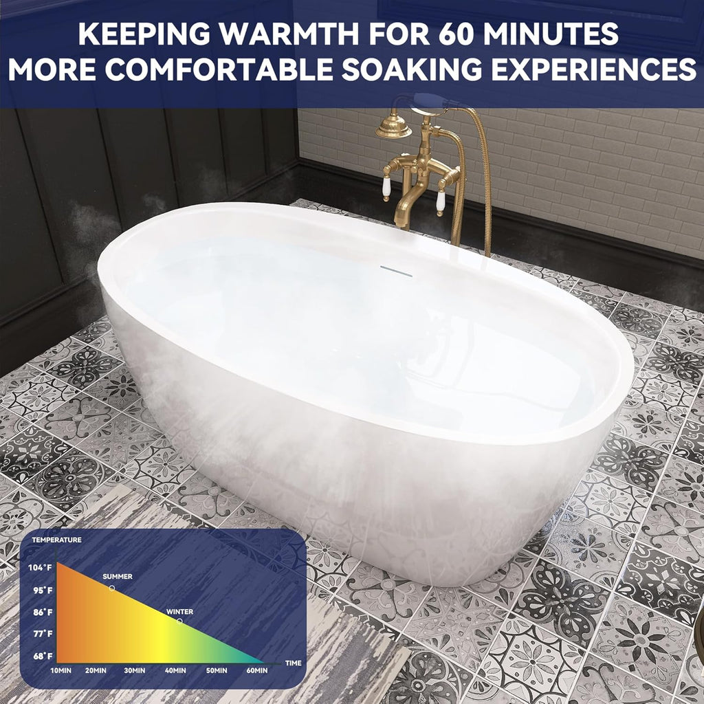59" Acrylic Free Standing Tub, Stand Alone Tub, Freestanding Bathtub, Soaking Bathtub, cUPC Certified, YL(Glossy White)